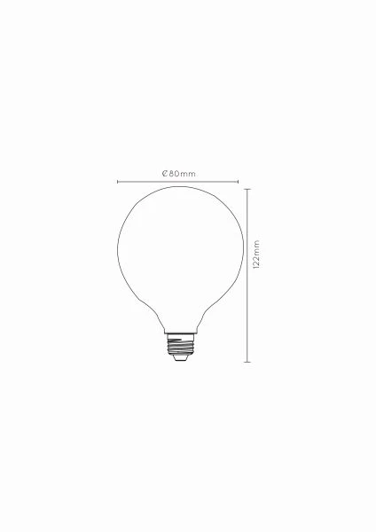 Lucide G80 - Filament lamp - Ø 8 cm - LED Dimb. - E27 - 1x8W 2700K - 3 StepDim - Opaal - technisch